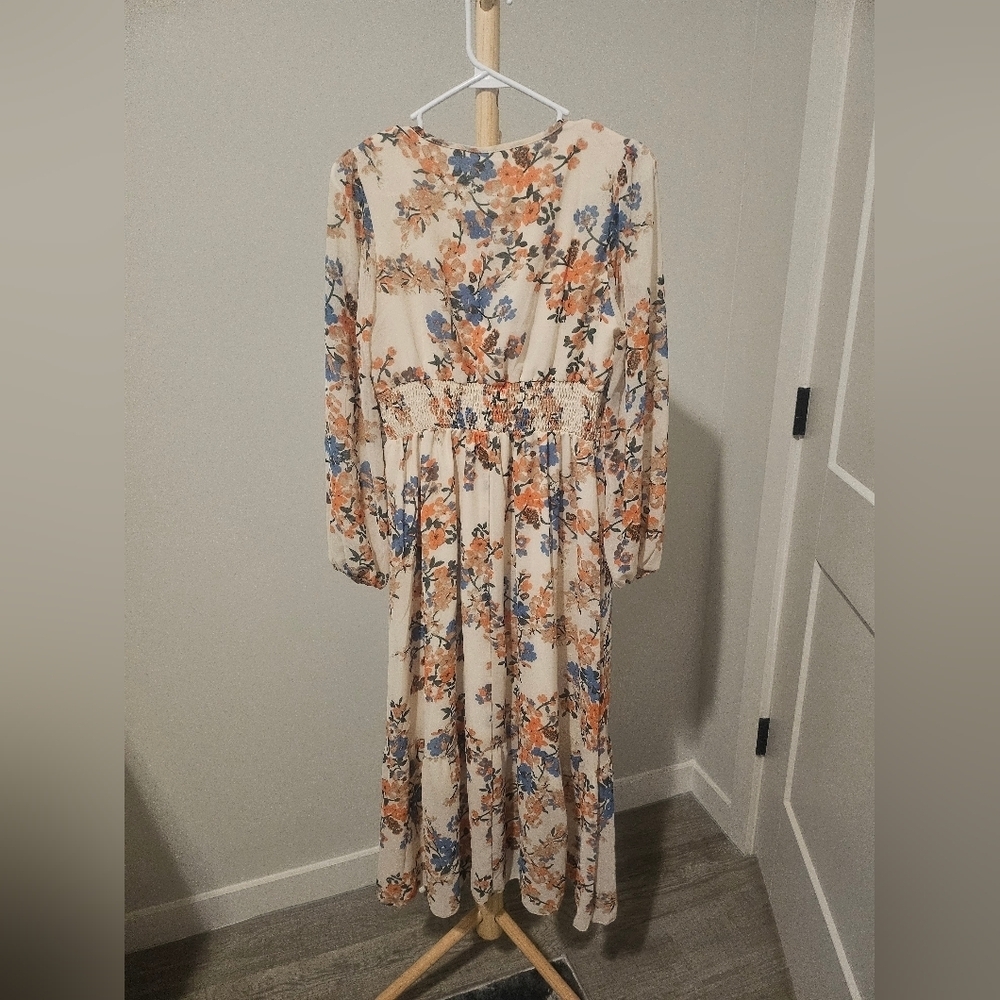 Wrap Maxi Dress Floral V Neck Long Sleeve Dress, Small (NWT) - Picture 4 of 5